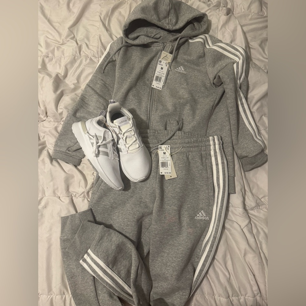 Matching adidas track suit and shoes